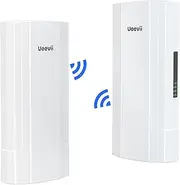 Wireless Bridge with 900Mbps Speed, 5.8G Point-to-Point CPE Long Range 12KM, Dual Gigabit Ports, 48V PoE, IP65 Waterproof for Surveillance, Farms (2-Pack)