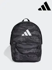 adidas Grey Classic Graphic Camo Backpack (E39095) | $53