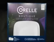 ❤️ NEW 8-pc CORELLE Square VIVID / PURE WHITE Dinnerware Set DINNER LUNCH Plates