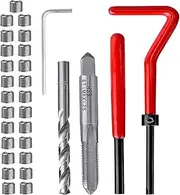 Fixinus Pack of 30 M8 x 1.25 mm Thread Repair Insert Kit, Stainless Steel Thread Repair Kit, Helicoil Coil Compatible Hand Tool Set for Car Repair