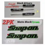 2PK SNAP ON TOOL BOX LOGO EMBLEM MATTE Green Plastic Badge Decal 8" + 3 BLACKS !