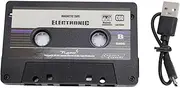 Cassette Adapter Record Cassette to Memory Card Compact Design USB Power Supply for Car Home Stereo Plastic Black
