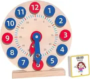 CORHAD Handmade Boys and Girls Learning Clock Math Teaching Toy Wooden Number Clock for Early Education