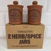 Henry Watson Pottery Original Suffolk Canister Spice Jar Set Of 2 Parsley&nutmeg
