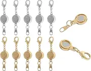 KONMAY 10 Sets Magnetic Necklace Extender Clasps and Closure, Round Mixed Heart Engraved Magnetic Necklace Bracelet Locking Clasp for Jewelry Making