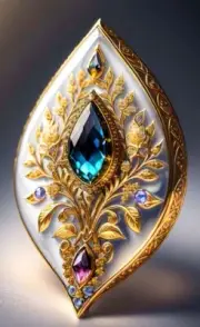 8 CT Blue Topaz 2 CT Amethyst 925 Sterling Silver Leaf Enamel Brooch