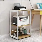 Printer Stand 3 Tier Wood Printer Stand Metal Frame Floor-Standing Printer Shelf Fax Machine Shelf Office Scanner Copier Stand Printer Stand with Storage
