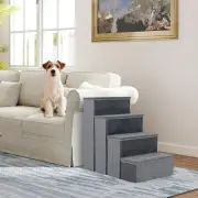 Costway4-Step Non-slip Foldable Dog Ramp with Adjustable Steps-Grey
