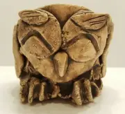 Ceramic Pot Container Plant Succulent Big Owl Vintage Planter Handmade Décor