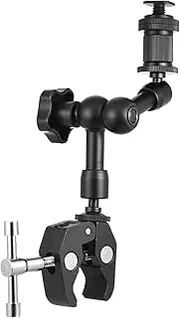 Labymos 7inch Friction Arm Super Clamp Mount Adjustable Articulating Arm Plier Clip for Field LED Light Flash Microphone