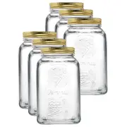 6x Pasabahce Homemade 1500ml Glass Preserve Jar Food Storage Container w/Lid CLR