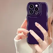 FABSPARK Phone Case for iPhone 13 Pro Max Case,Simple Wave Design Wavy Frame Soft Silicone Aesthetic for iPhone 13 Pro Max,Deep Purple