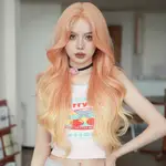 7JJJ WIGS  SZ2051假髮女長卷發中分一字蕾絲手鉤假髮整頂全頭套漸變西柚色長髮