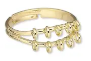 Ring, 6 Gold Plated Brass Adjustable (Size 6-8) Charm Rings with 10 Loops *