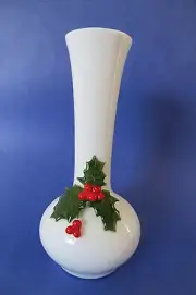 Christmas Ceramic White Vase 6in.