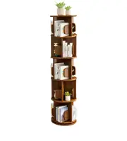 5-Tier Versatile Timber Rubberwood Wooden Rotating Swivel Bookcase Bookshelves 161cm Walnut
