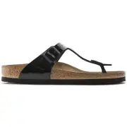 Birkenstock Gizeh Patent Black Birko-Flor 43661 Regular Fit Women Sandal New Box