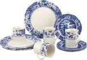 Blue Italian Brocato 12-Piece Dinnerware Set | Service for 4 | Microwave Safe