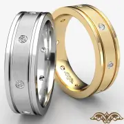Solid Diamond Mens Ring Flat Edged Eternity Wedding Band 14k White Gold 0.20Ctw