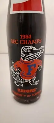 UF FLORIDA GATORS- 1984 SEC Champs- Coca Cola Full COKE Glass Bottle 10 oz 10"