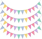 WD&CD 48 Pcs Decoration Banners for Party, 52.4 Feet /16 Meters(4 Pack) Rainbow Bunting, Decoration Banners for Birthday Party, Baby Shower, Window Decorations and Children's Room Decorations