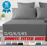 NEW 2000TC Fitted Sheet Sets Pillowcases King/ Queen/ Double/ KS/ Single AU