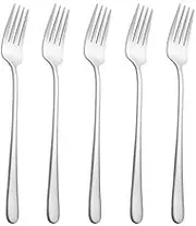 Onlycooker 5 Piece Forks Set, 18/10 Stainless Steel Korean Silverware Set Service for 5 Tableware Dinnerware Dishwasher Safe