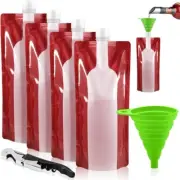 Foldable Wine Bag 750ml Portable Reusable Plastic Bottle Pouch 4 Pcs Collapsible