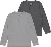 [Sezzit] Boys' 2-Pack Thermal Henley Tops - Cozy, Breathable Long Sleeve Shirts for School and Play, Sizes 4-18