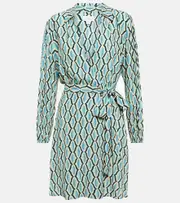 [Velvet] Velvet Gabriella printed wrap minidress AU 16 blue