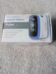 AccuMed Pulse Oximeter Pulse and Blood Oxygen monitor. Blue case