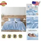 King Size Satin Bedding Set - 100% Silky Sheets with Pillowcases in Light Blue