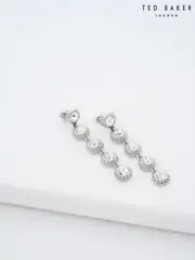 Ted Baker Silver Tone Sorella Solitaire Sparkle Crystal Long Drop Earrings (E76494) | $127