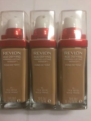 3 X Revlon Age Defying Firming + Lifting Makeup, #65 True Beige Full Size NEW.