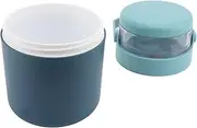 Omabeta 2 in 1 Insulated Stainless Steel Food Jar, Portable Soup Jar with Snack Container for School Travel,Leak Proof Double Food Container with Folding Spoon