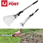 Telescopic Rake Garden Grass Leaf Rake 9 Teeth Extendable Garden Metal Hand Tool