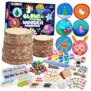 Arts and Crafts for Kids Ages 4-8 8-12, Glow in The Dark Wooden Painting Kit,