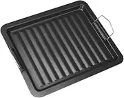 Fenteer BBQ Grill Pan Griddle Roasting Cooking Tool with Handles Korean Design Grilling Pan Barbecue Plate for Home Families Reunions