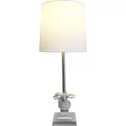 LVD Linen/Polyresin Lamp Royale Antique Room Decor Tabletop Light 56cm SLVR