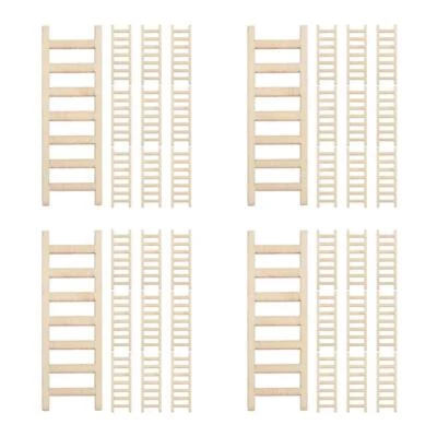 4 Pieces Miniature Wooden Ladder Dollhouse Furniture Step Ornament