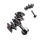 Piercing Ear Labret Black Fan Marquise
