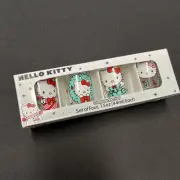 Hello Kitty Glassware Set 4 Christmas Holiday Shot Glasses 1.5oz Silver Buffalo