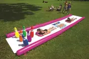 WOW Sports Strike Zone Water Slide w Sleds & Inflatable Bowling Pins (19-2010)