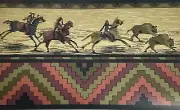 BUFFALO HUNT-WALLPAPER BORDER-NATIVE AMERICANS ON HORSEBACK-PRE-PASTED-5 YARDS