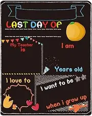 [Generic] First Day of School Chalkboard - Washable School Chalkboard Signs | Chalkboard Style Photo Prop, Double-Sided First Day of School Board, Reusable Double Sided School Preschool Signs
