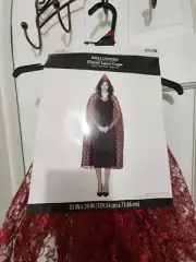 Woman Floral Lace Cape BURGUNDY Halloween Costume New Adult Witch Vampire