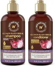 Wow Skin Science Onion Oil Shampoo & Conditioner Kit With Red Onion Seed Oil Extract, Black Seed Oil & Pro-Vitamin B5 (Shampoo + Conditioner) - 16.9 Fl Oz each
