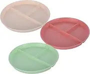 OKUMEYR 3pcs Sectioned Plates for Adults Divided Appetizer Tray Reusable Multi Functional Dish for Portion Control Microwave Safe Compartment Serving Platter for Picnics and Parties