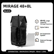 Mobi Garden Phantom 2.0 48+8L Backpack - Ultralight Dyneema Hiking Pack for Men/Women, Large Capacity Trekking Bag - BLACK