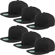 [Gelante] Plain Blank Flat Brim Adjustable Snapback Baseball Caps LOT 6 Pack